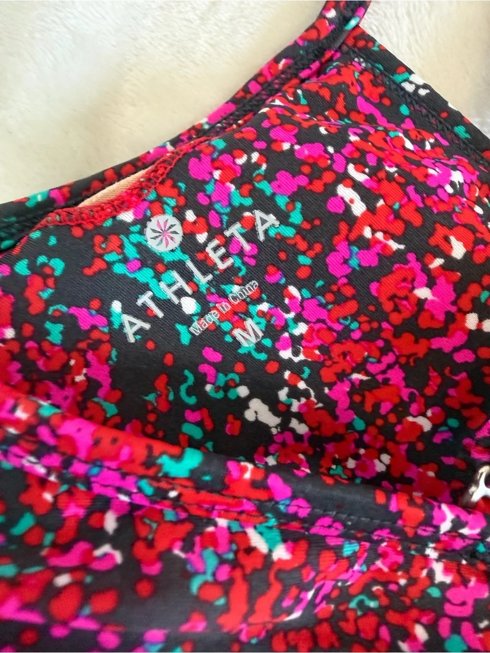 Athleta Size Medium Magenta Multi-Color Confetti Tankini & Bikini Set